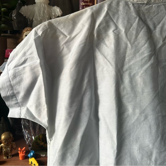 Vintage pale blue blouse with neck tie bow - Picture 12 of 15